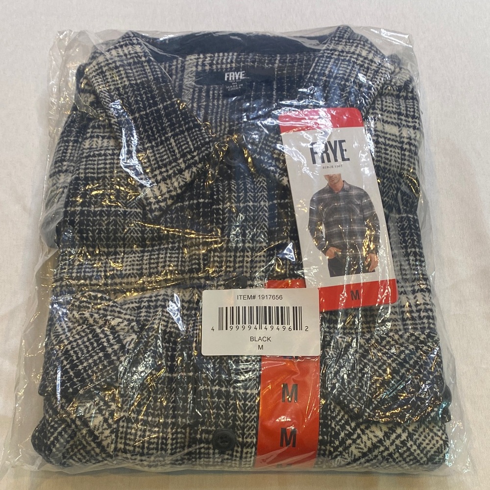 Frye Black and White Plaid Shirt